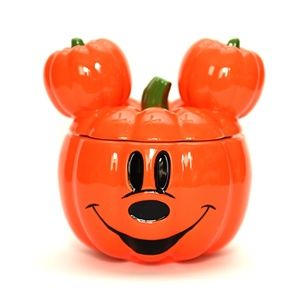 NEW Disney Mickey Mouse Halloween Pumpkin Cookie Jar Ceramic